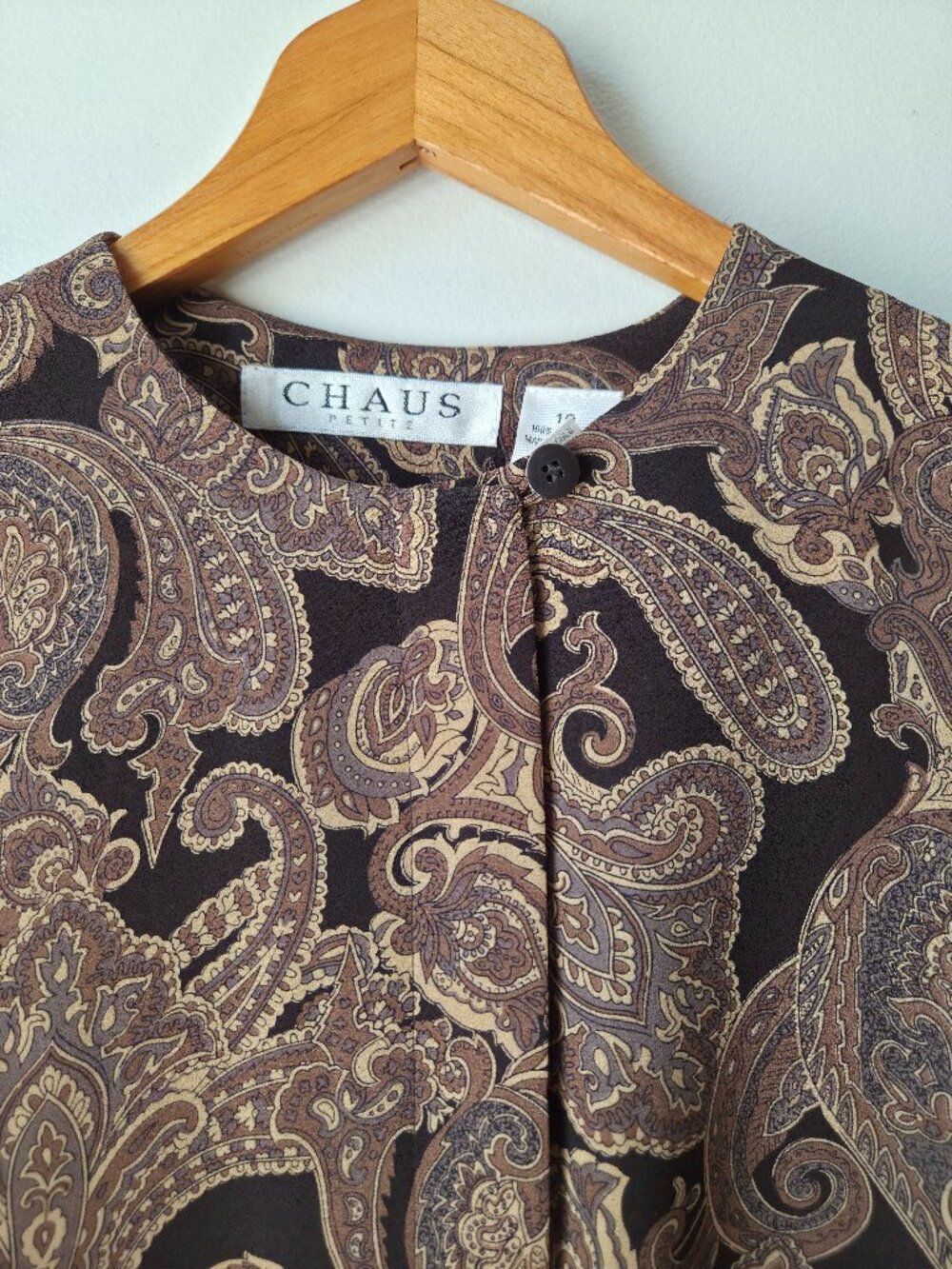 EUC CHAUS DARK ACADEMIA PAISELY PRINT BUTTONED SHIRT LONG SLEEVES SIZE 10 / M - Picture 6 of 13